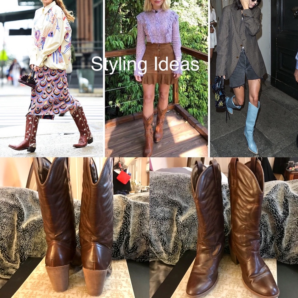 SALE!!! DEAL!! CUTE! VERSATILE!!  Medium Brown Vegan Cowboy Boots